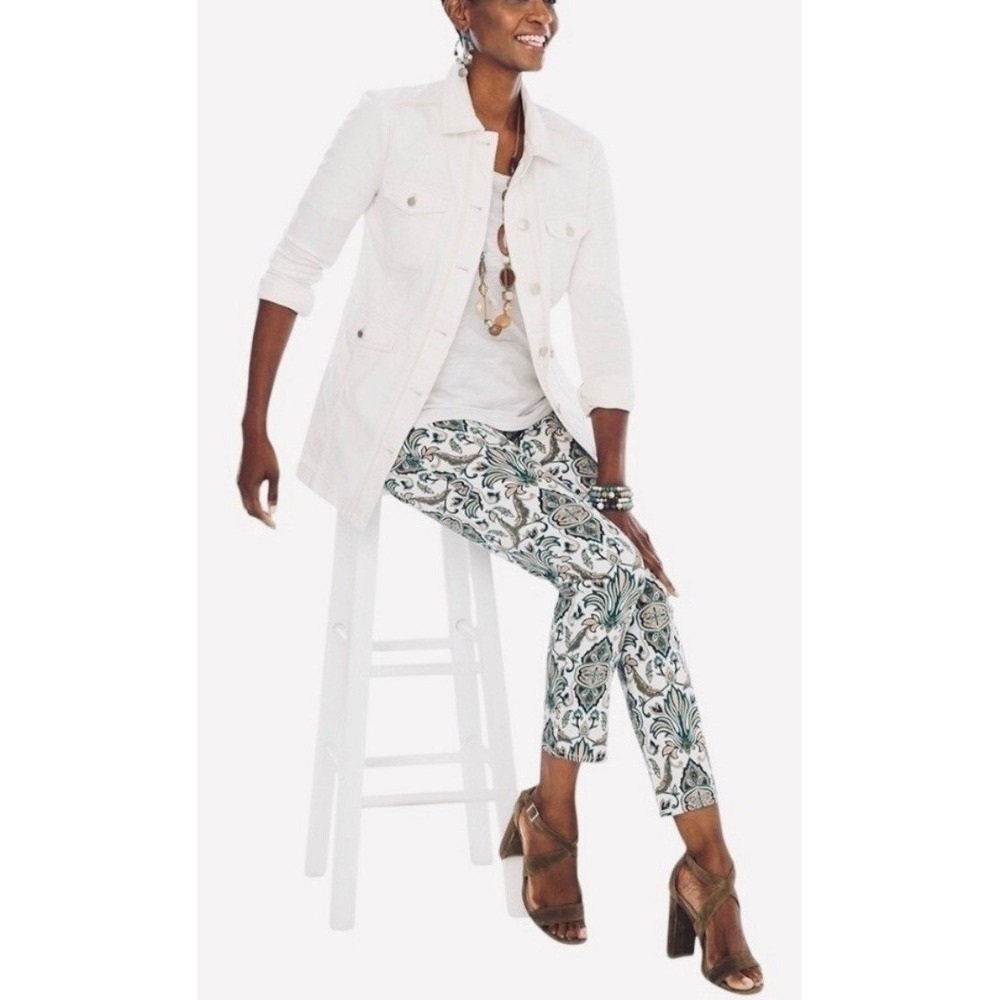 Chico's Women's SZ 0 TALL (4) Damask So Slimming Girlfriend Slimming Ankle Jeans